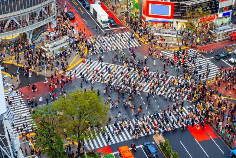 O famoso cruzamento de Shibuya